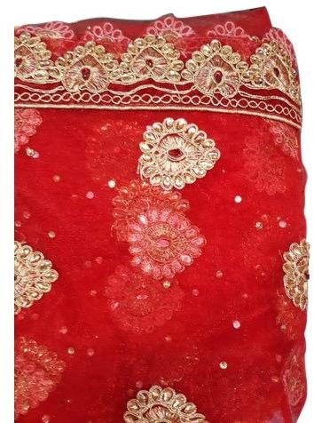 AR Embroidery wedding dupatta, Work : Mirror Work