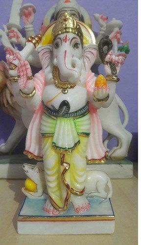  Painted marble ganesh statue, for Worship