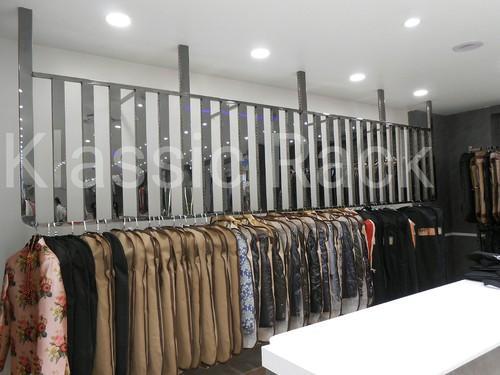 High Gloss Garment Display Rack, for Showroom Mall, Color : Silver