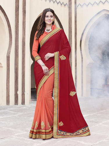 Georgette Patchwork Saree, Occasion : Formal Wear, Party Wear, Casual Wear