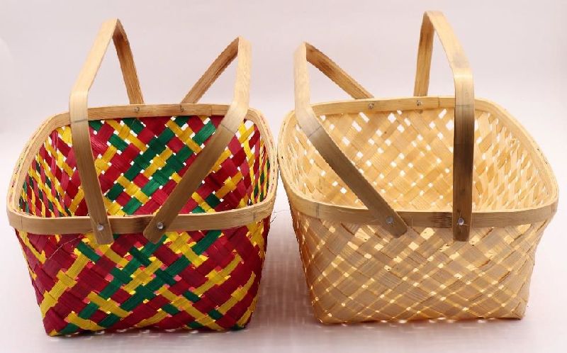 Rectangular Double Handle Bamboo Basket