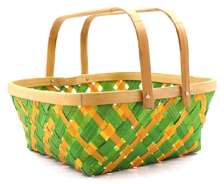 Square Double Handle Bamboo Basket
