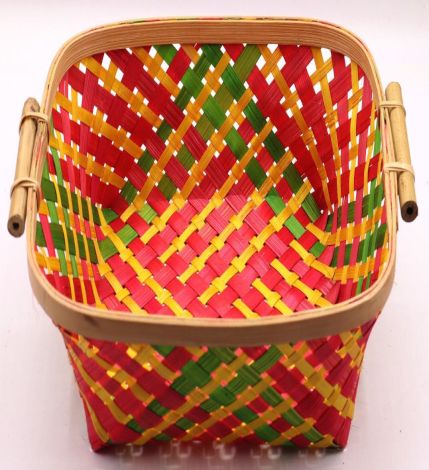 Square Side Handle Bamboo Basket