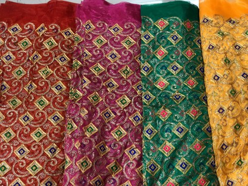 Net Foil Fabric, for Chunri, Pattern : customized