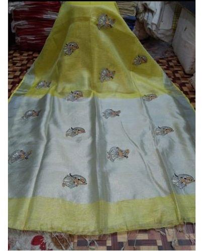  Embroidered Tissue Linen Saree