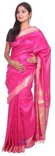  Plain Indian Tissue Linen Saree, Saree Length : 6.4 m