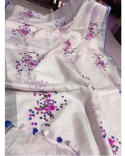 Printed Silk Tissue Linen Saree, Saree Length : 6.4 m
