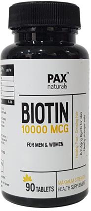 Pax Naturals BIOTIN10000 MCG Tablets, Form : Solid