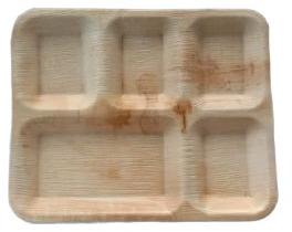 Areca Leaf 5 Partition Plate, for Serving Food, Feature : Biodegradable, Disposable, Light Weight