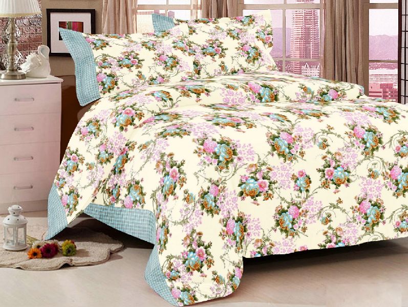 Printed Bedsheet Satin Fabric, Color : Multicolor