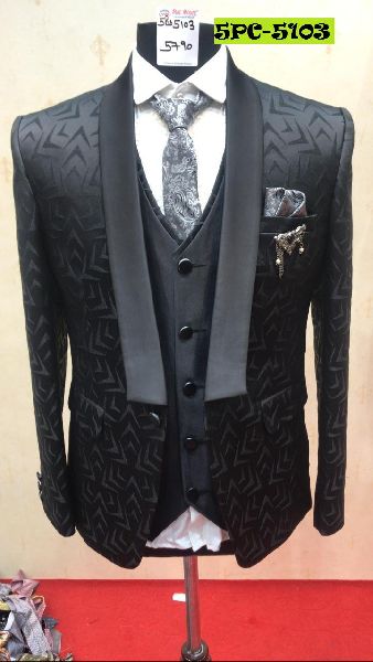 black 5 piece suit for men