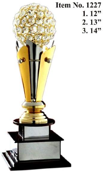 Black & Golden Cone Metal Trophy, for School, College, Office, Sports, Size : 12 Inch, 13 Inch