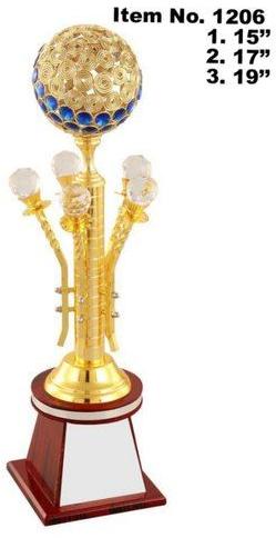 Polished Golden Metal Diamond Trophy, for Award Use, Shape : Customized