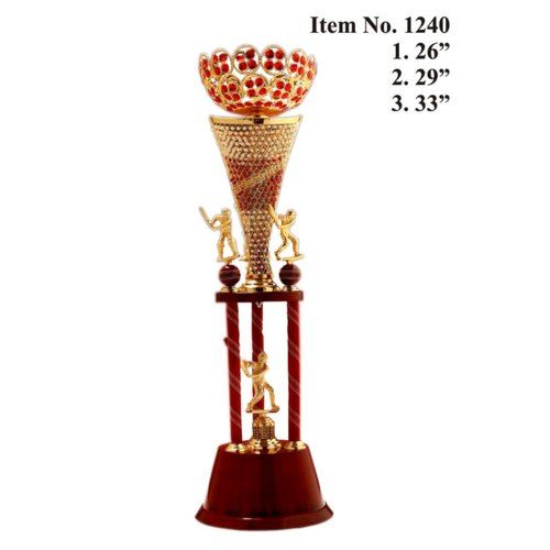 Red Cricket Metal Trophy