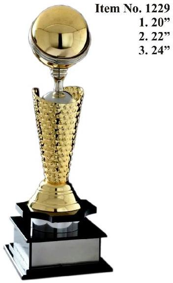 Silver & Golden Cone Metal Trophy, for School, College, Office, Sports, Size : 20 Inch, 22 Inch