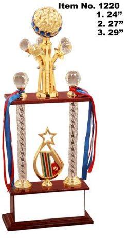 Two Pillar Metal Trophy, for School, College, Office, Sports, Size : 24 Inch, 27 Inch, 29 Inch
