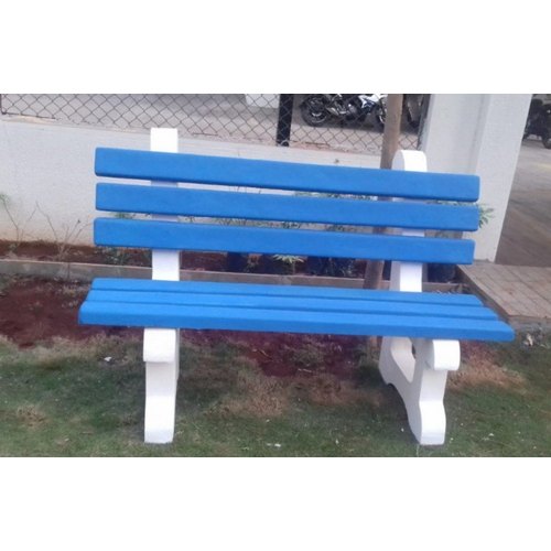 Rectangular Paint Coated RCC Blue Bench, for Garden, Pattern : Plain