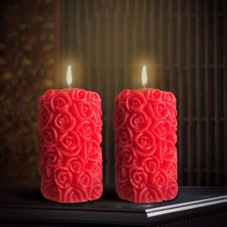 Round Wax Designer Candles, for Decoration, Feature : Attractive Pattern, Heat Resistance