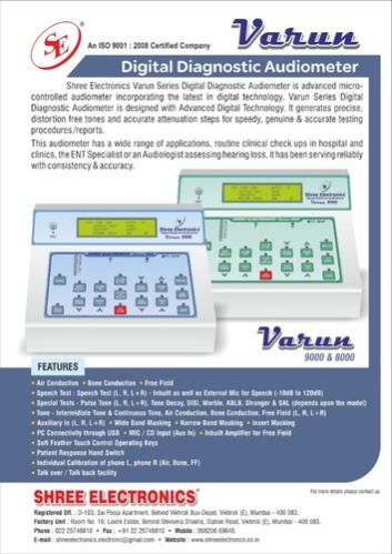 Varun 9000 Audiometer, Grade : Medical Grade