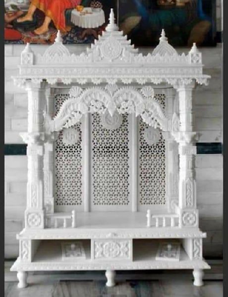 Polished White Marble Temple, for Home, Office, Feature : Attractive Design, Dust Resistance, Good Quality
