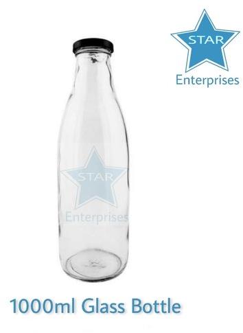 Round 1000 ml Glass Bottles, for beverage, Feature : Good Quality, Transparent