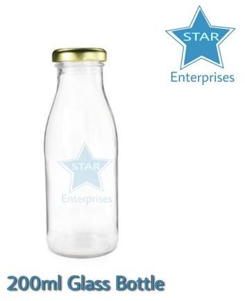 Round 200 ML GLASS BOTTLE, for Beverage, Feature : Good Quality