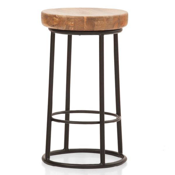 Polished steel round stool, for Bar, Canteen, Hotel, Office, Color : Black