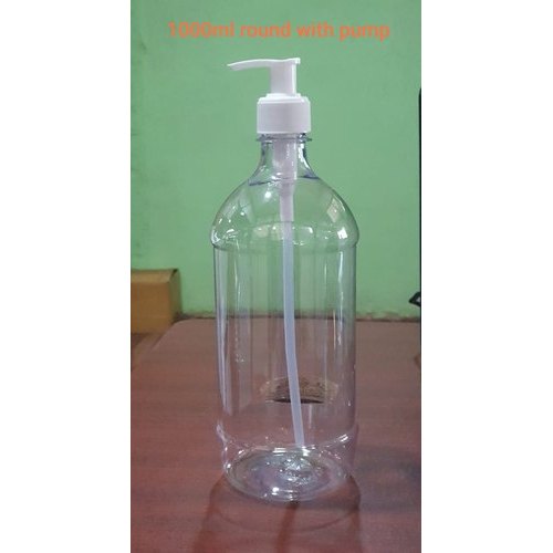 1000 ml Round PET Pump Bottle, for Storage Water
