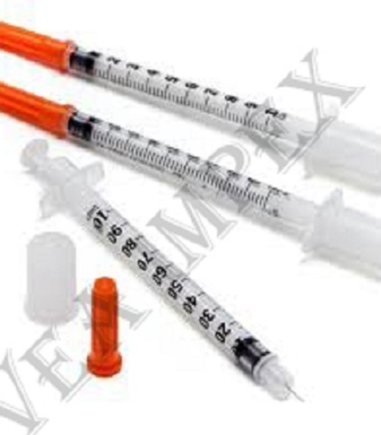 Steel Polished HDPE Insulin Syringe, for Clinical, Hospital, Laboratory, Size : 0.5ml, 1ml