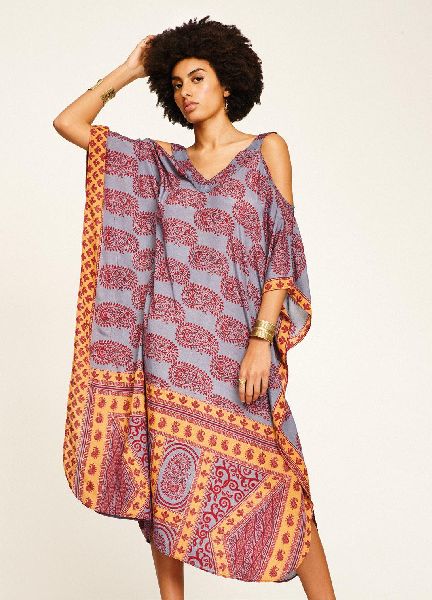Printed Cotton Fancy Kaftan Dress, Specialities : Easily Washable