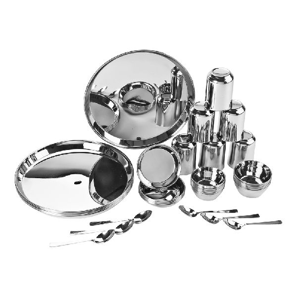 Round Polished Stainless Steel Lunch Set, for Home, Hotel, Restaurant, Pattern : Printed