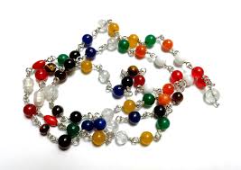 Natural Stone Polished Navratan Beads Mala, for Religious, Packaging Type : Plastic Bags