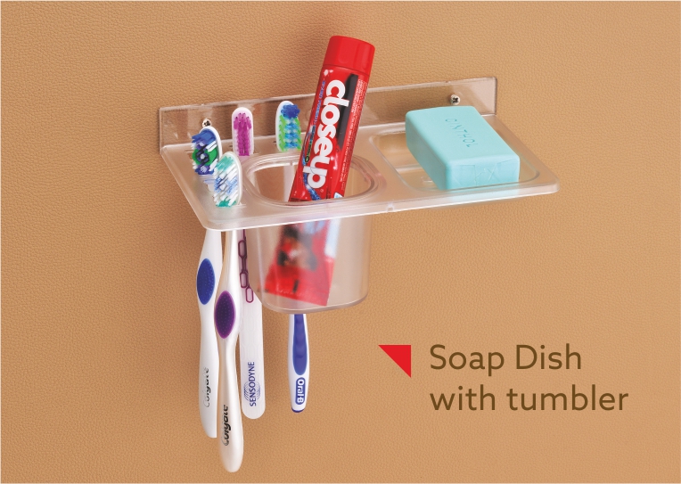 Plastic Soap Dish with Tumbler Holder