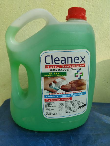 5 Liter Green Color Hand Sanitizer, Feature : Antiseptic, Dust Removing, Enhance Skin