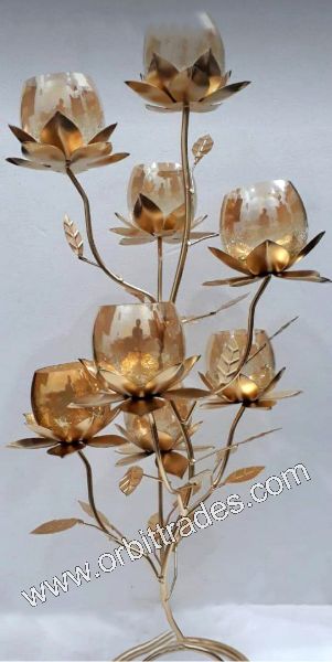Flower Tabletop Ornament, Color : Rose Gold
