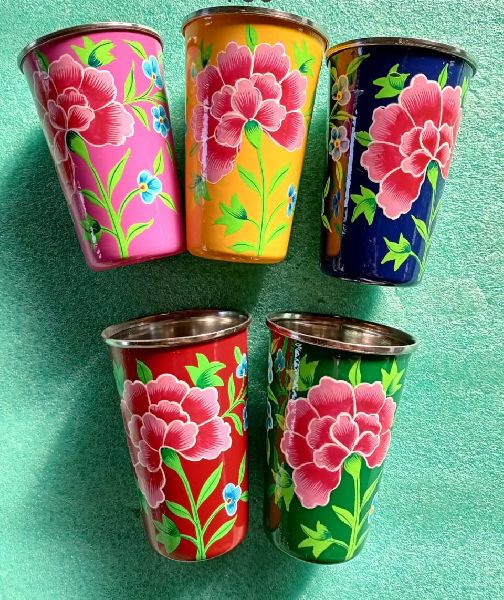 Stainless Steel Hand Painted Tumbler, Color : Multicolor