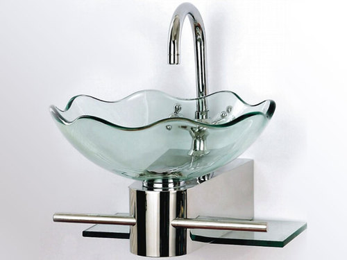 Round Polished Glass Wash Basin, for Hotel, Office, Restaurant, Size : Multisize