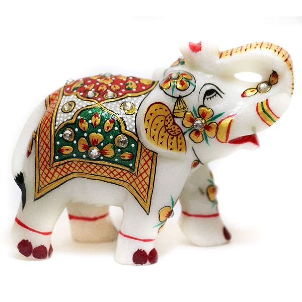 Printed Marble Elephant Statue, Packaging Type : Thermocol Box