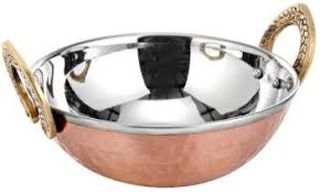 Manual Polished Copper Steel Kadai, for Cooking Use, Capacity : 0-5L