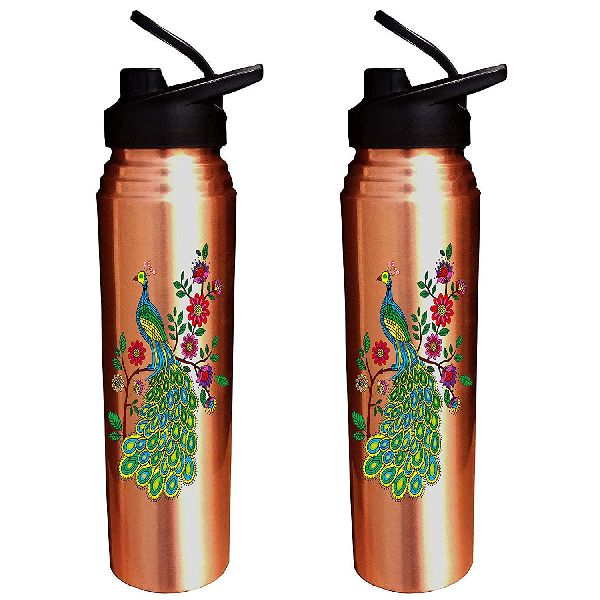 Copper Printed Peacock Shipper Bottle