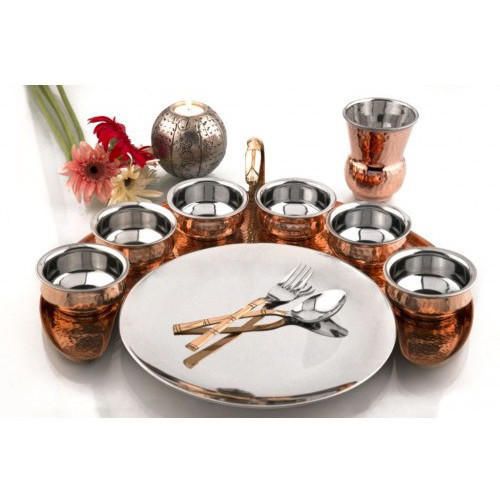 Copper Steel Dinner Set, Color : Brown, Silver