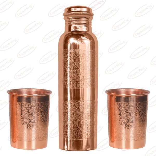 Embuster Copper Bottle and Two Glass Set