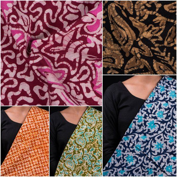 Cotton Batik Print Fabric, for Garments, Pattern : Printed