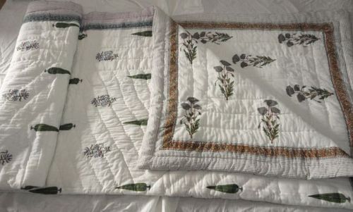 Hand Block Print Jaipuri Razai, for Double Bed, Pattern : Printed