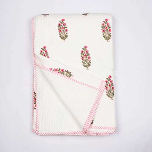 Hand Block Printed Cotton Quilt, Size : Size 60x90/ 90x108