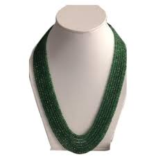 Glossy Emerald Beads Mala, for Clothing, Occasion : Anniversary