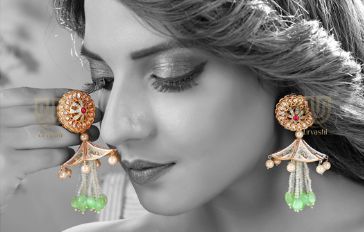 ER-543 Kundan Earrings, Packaging Type : Velvet Box