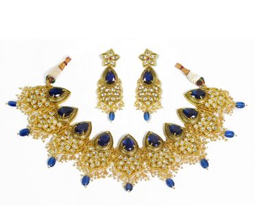 NS-819 Kundan Bridal Necklace Set, Style : Antique