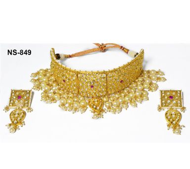 NS-849 Kundan Bridal Necklace Set, Style : Modern