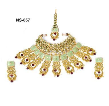 NS-857 Kundan Bridal Necklace Set, Style : Modern